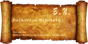 Balkovics Nikolett névjegykártya